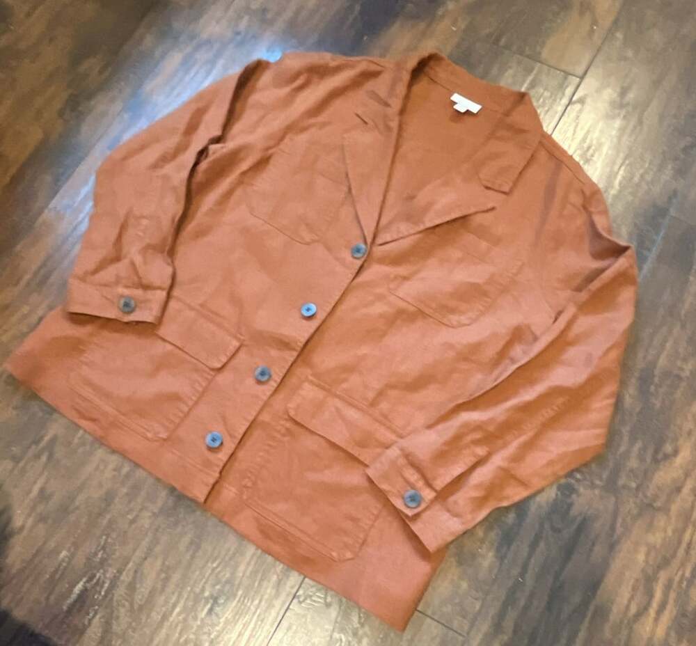 J.Jill Love 100% Linen Carmel Blazer Jacket Petite Large